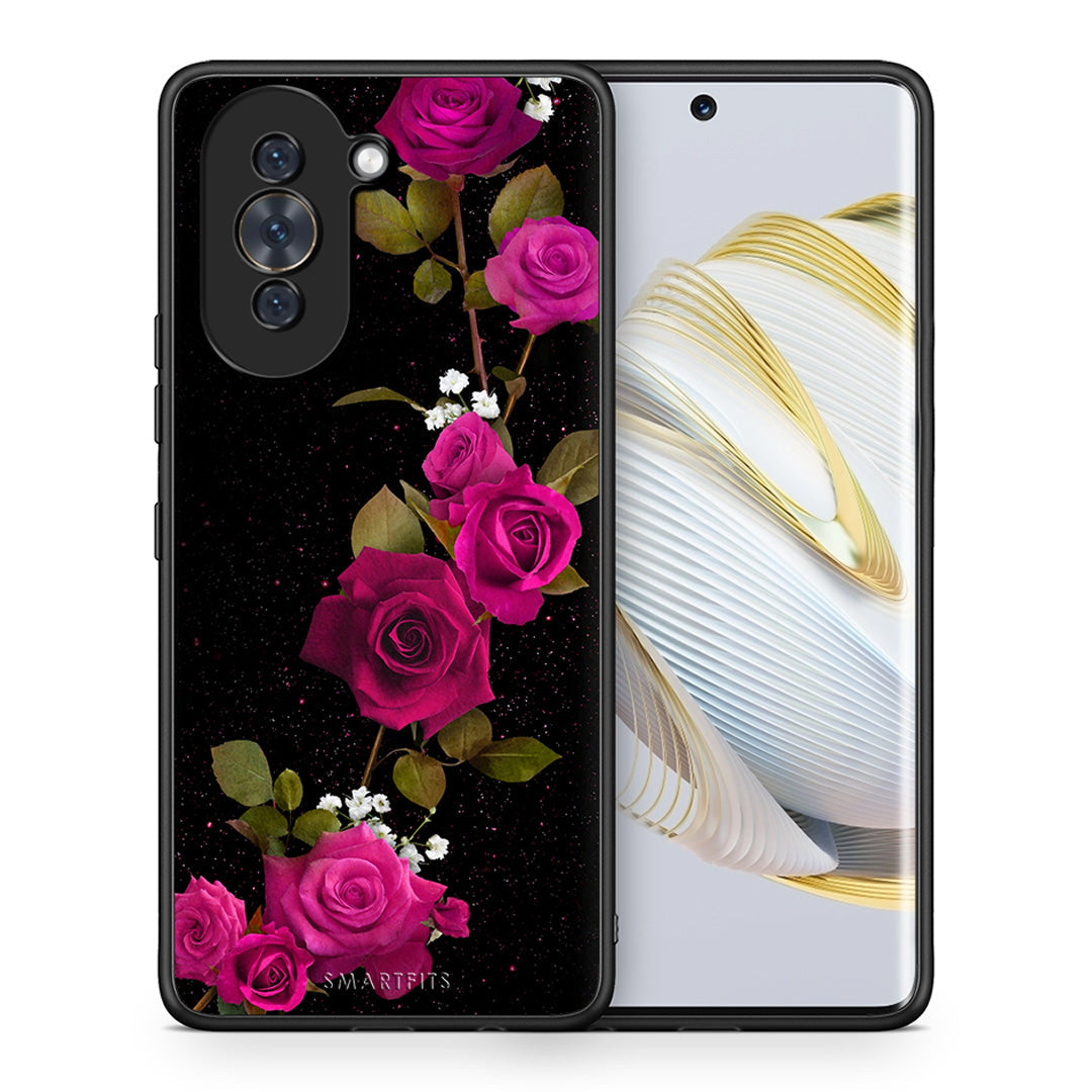 Θήκη Huawei Nova 10 Red Roses Flower από τη Smartfits με σχέδιο στο πίσω μέρος και μαύρο περίβλημα | Huawei Nova 10 Red Roses Flower case with colorful back and black bezels