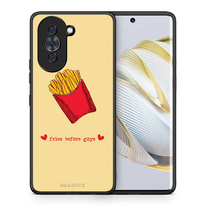 Θήκη Αγίου Βαλεντίνου Huawei Nova 10 Fries Before Guys από τη Smartfits με σχέδιο στο πίσω μέρος και μαύρο περίβλημα | Huawei Nova 10 Fries Before Guys case with colorful back and black bezels