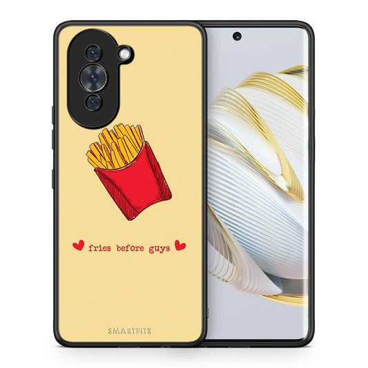 Θήκη Αγίου Βαλεντίνου Huawei Nova 10 Fries Before Guys από τη Smartfits με σχέδιο στο πίσω μέρος και μαύρο περίβλημα | Huawei Nova 10 Fries Before Guys case with colorful back and black bezels