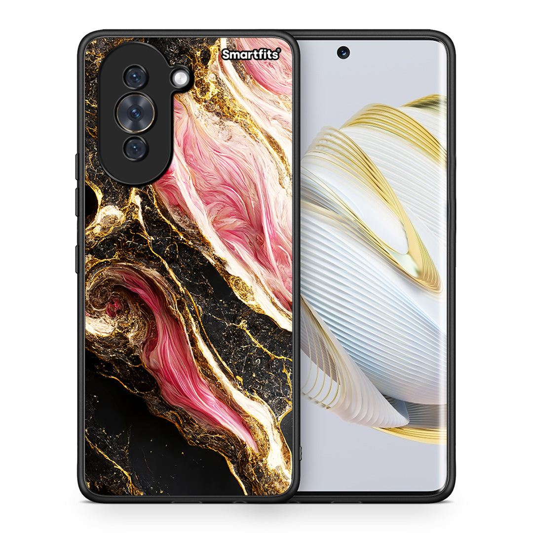 Θήκη Huawei Nova 10 Glamorous Pink Marble από τη Smartfits με σχέδιο στο πίσω μέρος και μαύρο περίβλημα | Huawei Nova 10 Glamorous Pink Marble case with colorful back and black bezels