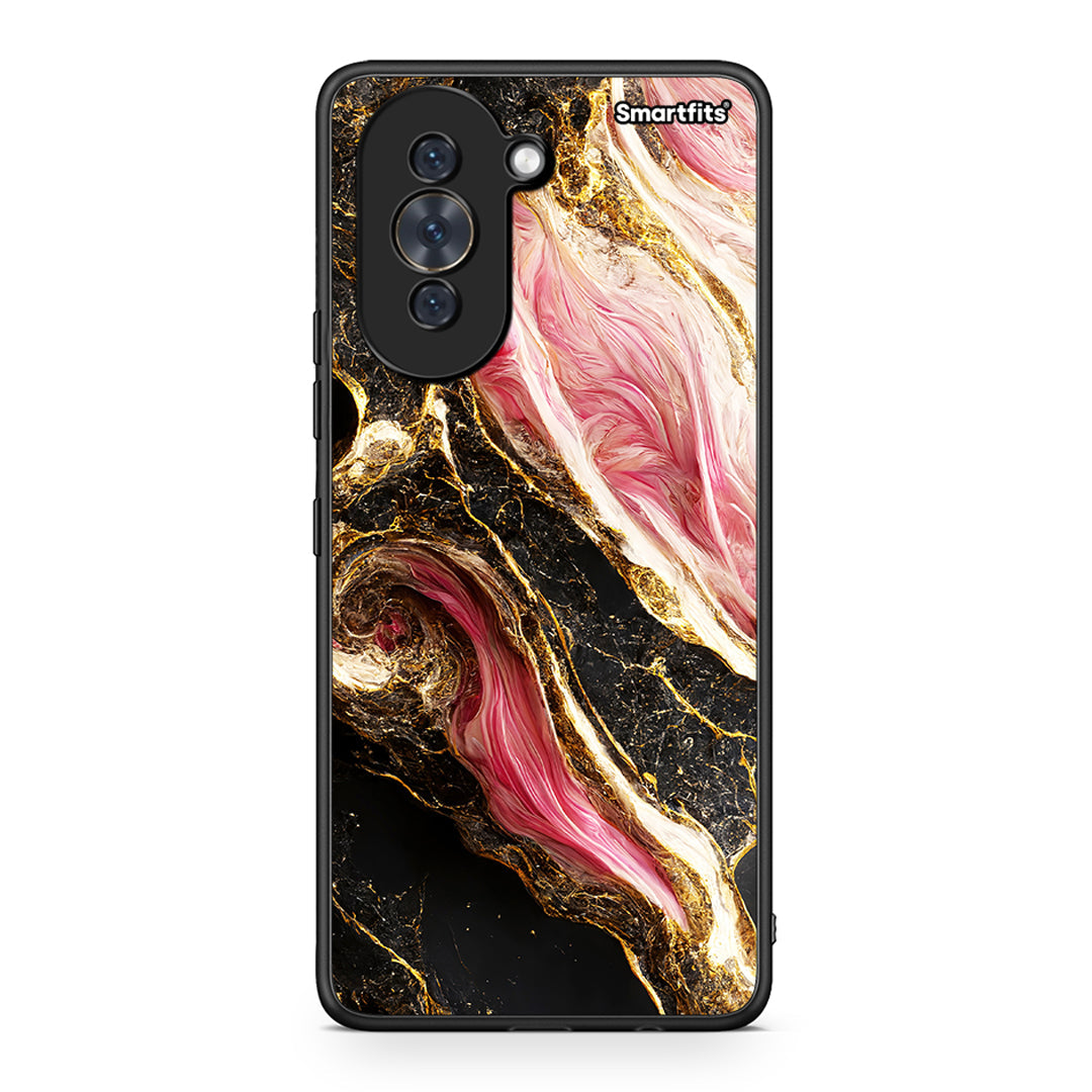 Huawei Nova 10 Glamorous Pink Marble θήκη από τη Smartfits με σχέδιο στο πίσω μέρος και μαύρο περίβλημα | Smartphone case with colorful back and black bezels by Smartfits