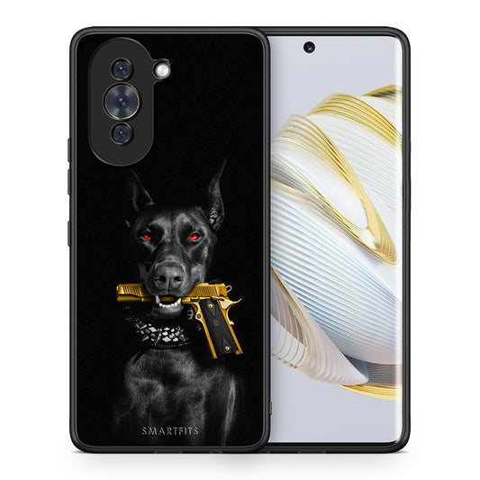 Θήκη Αγίου Βαλεντίνου Huawei Nova 10 Golden Gun από τη Smartfits με σχέδιο στο πίσω μέρος και μαύρο περίβλημα | Huawei Nova 10 Golden Gun case with colorful back and black bezels