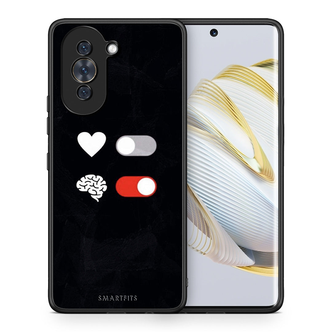 Θήκη Αγίου Βαλεντίνου Huawei Nova 10 Heart Vs Brain από τη Smartfits με σχέδιο στο πίσω μέρος και μαύρο περίβλημα | Huawei Nova 10 Heart Vs Brain case with colorful back and black bezels