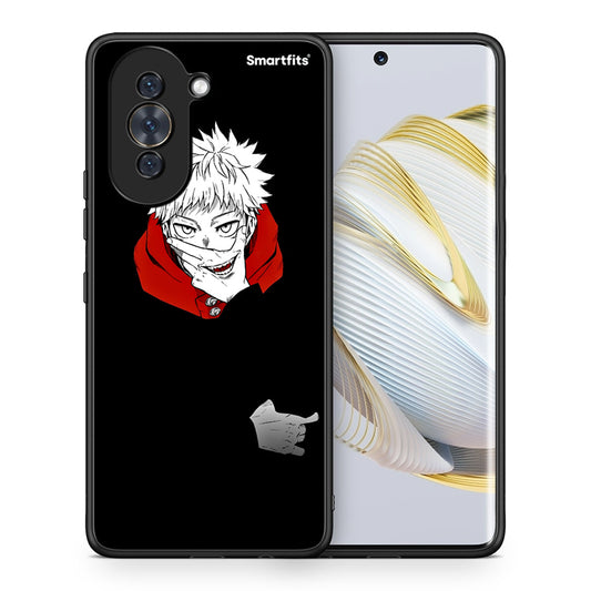 Θήκη Huawei Nova 10 Itadori Anime από τη Smartfits με σχέδιο στο πίσω μέρος και μαύρο περίβλημα | Huawei Nova 10 Itadori Anime case with colorful back and black bezels