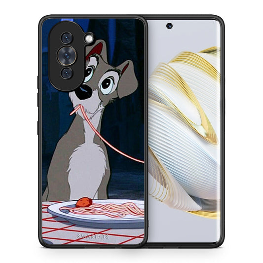 Θήκη Αγίου Βαλεντίνου Huawei Nova 10 Lady And Tramp 1 από τη Smartfits με σχέδιο στο πίσω μέρος και μαύρο περίβλημα | Huawei Nova 10 Lady And Tramp 1 case with colorful back and black bezels