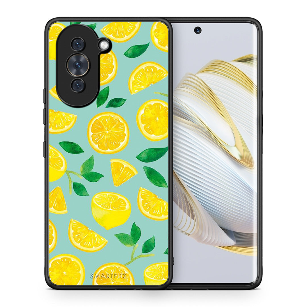 Θήκη Huawei Nova 10 Lemons από τη Smartfits με σχέδιο στο πίσω μέρος και μαύρο περίβλημα | Huawei Nova 10 Lemons case with colorful back and black bezels