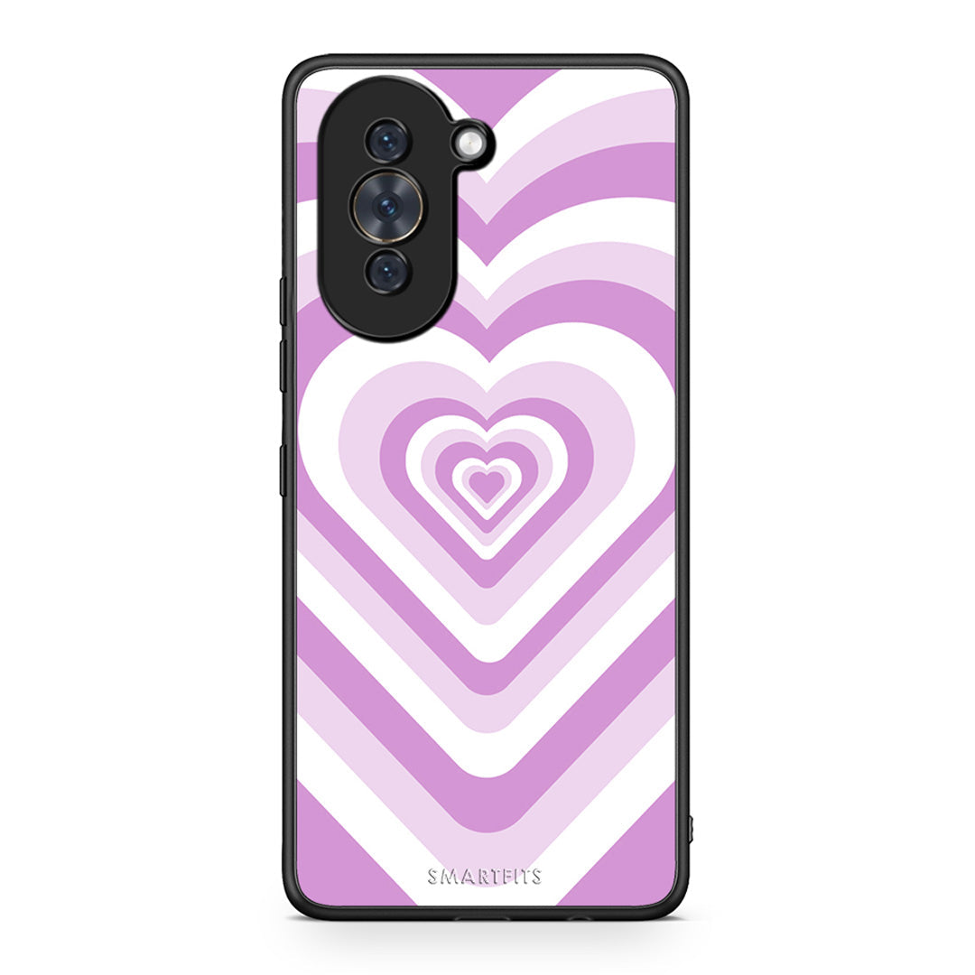 Huawei Nova 10 Lilac Hearts θήκη από τη Smartfits με σχέδιο στο πίσω μέρος και μαύρο περίβλημα | Smartphone case with colorful back and black bezels by Smartfits