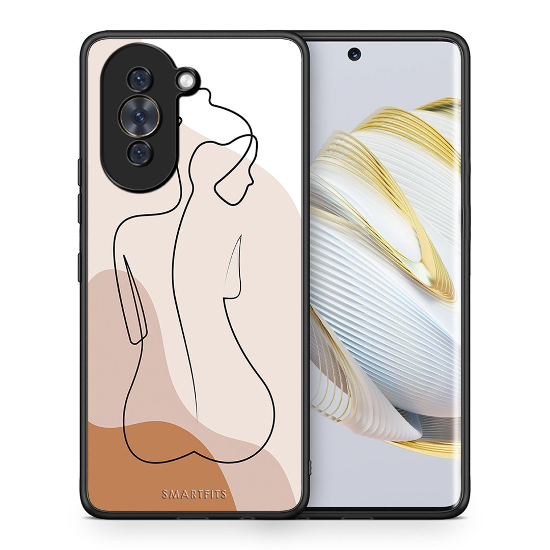 Θήκη Huawei Nova 10 LineArt Woman από τη Smartfits με σχέδιο στο πίσω μέρος και μαύρο περίβλημα | Huawei Nova 10 LineArt Woman case with colorful back and black bezels