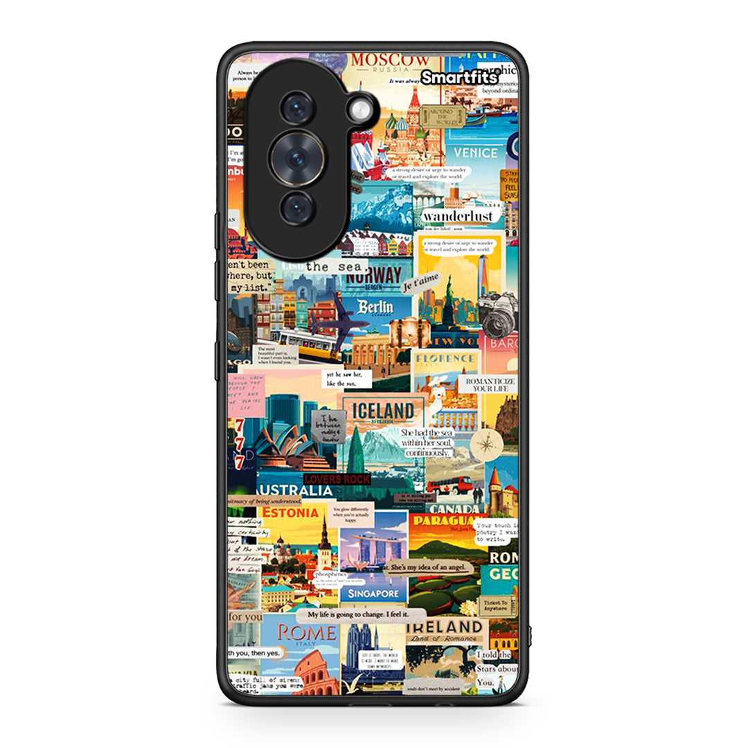 Huawei Nova 10 Live To Travel θήκη από τη Smartfits με σχέδιο στο πίσω μέρος και μαύρο περίβλημα | Smartphone case with colorful back and black bezels by Smartfits