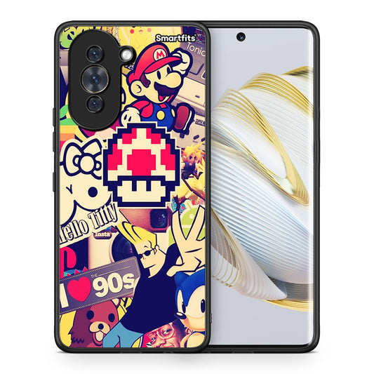 Θήκη Huawei Nova 10 Love The 90s από τη Smartfits με σχέδιο στο πίσω μέρος και μαύρο περίβλημα | Huawei Nova 10 Love The 90s case with colorful back and black bezels