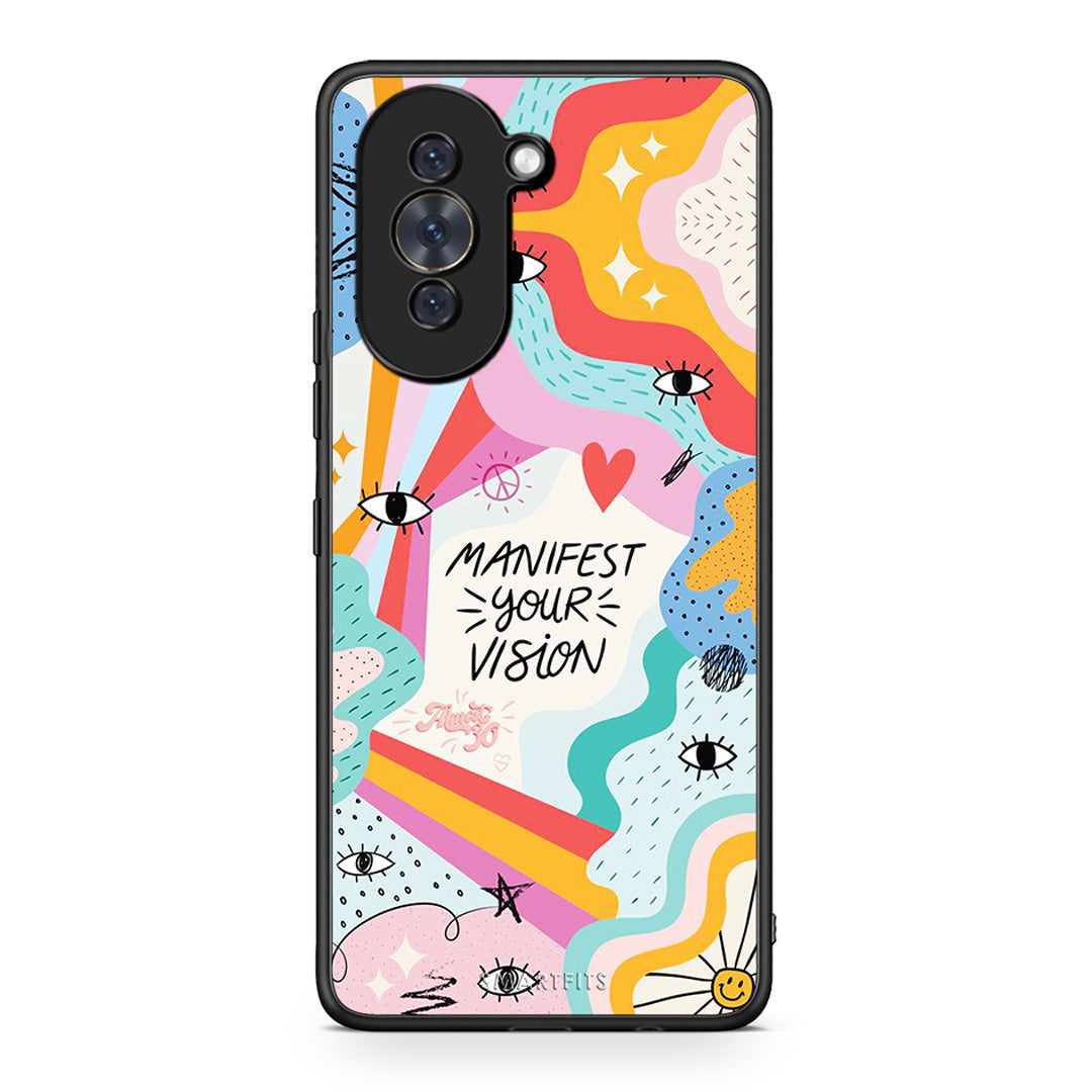 Huawei Nova 10 Manifest Your Vision θήκη από τη Smartfits με σχέδιο στο πίσω μέρος και μαύρο περίβλημα | Smartphone case with colorful back and black bezels by Smartfits
