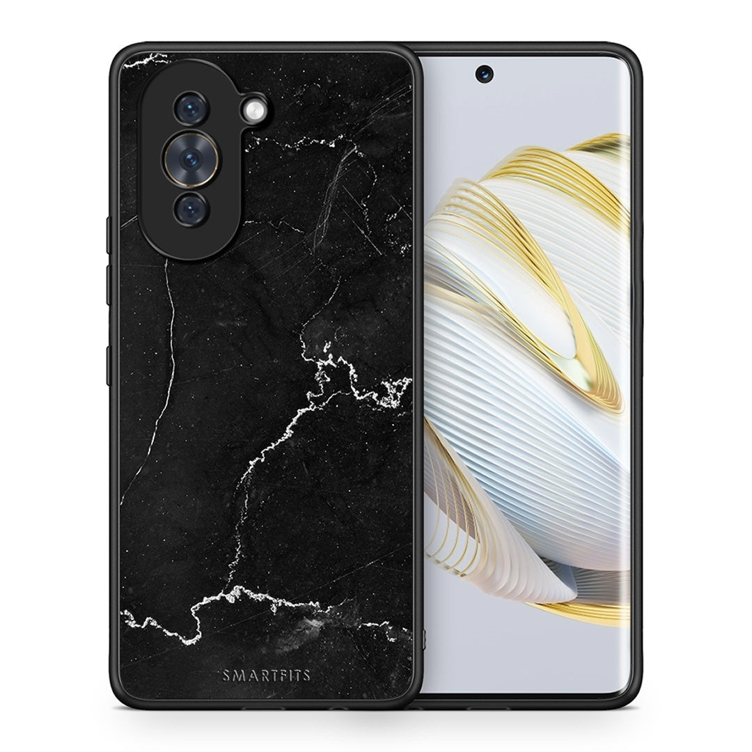 Θήκη Huawei Nova 10 Black Marble από τη Smartfits με σχέδιο στο πίσω μέρος και μαύρο περίβλημα | Huawei Nova 10 Black Marble case with colorful back and black bezels