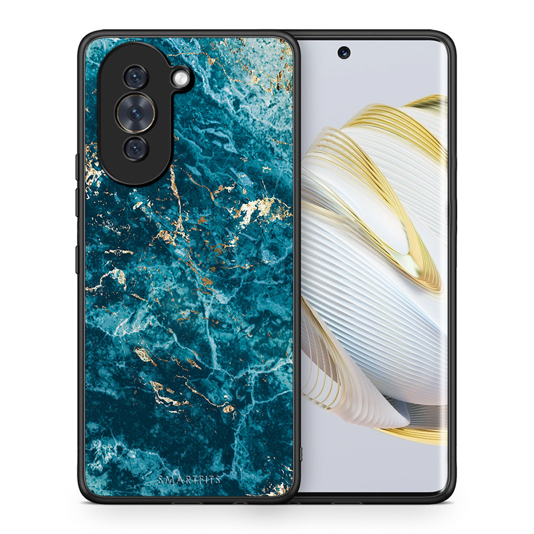 Θήκη Huawei Nova 10 Marble Blue από τη Smartfits με σχέδιο στο πίσω μέρος και μαύρο περίβλημα | Huawei Nova 10 Marble Blue case with colorful back and black bezels