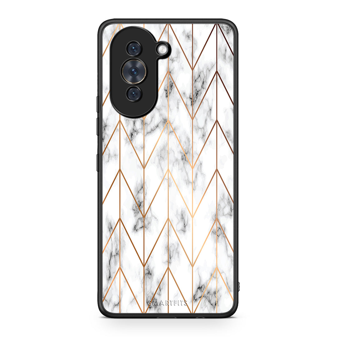 44 - Huawei Nova 10 Gold Geometric Marble case, cover, bumper