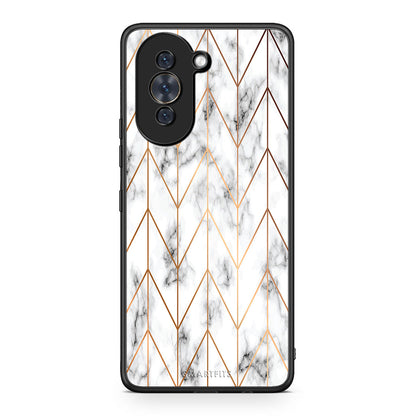 44 - Huawei Nova 10 Gold Geometric Marble case, cover, bumper