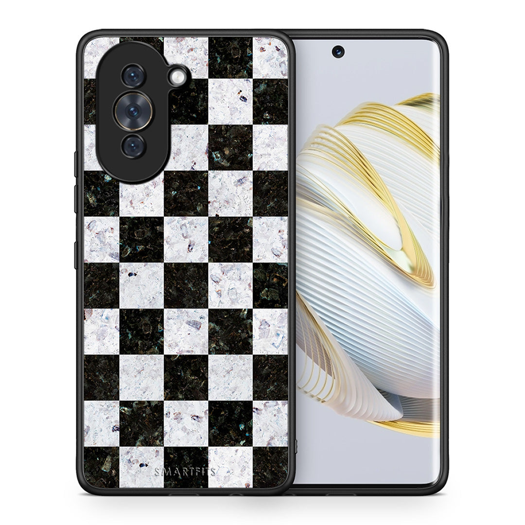 Θήκη Huawei Nova 10 Square Geometric Marble από τη Smartfits με σχέδιο στο πίσω μέρος και μαύρο περίβλημα | Huawei Nova 10 Square Geometric Marble case with colorful back and black bezels