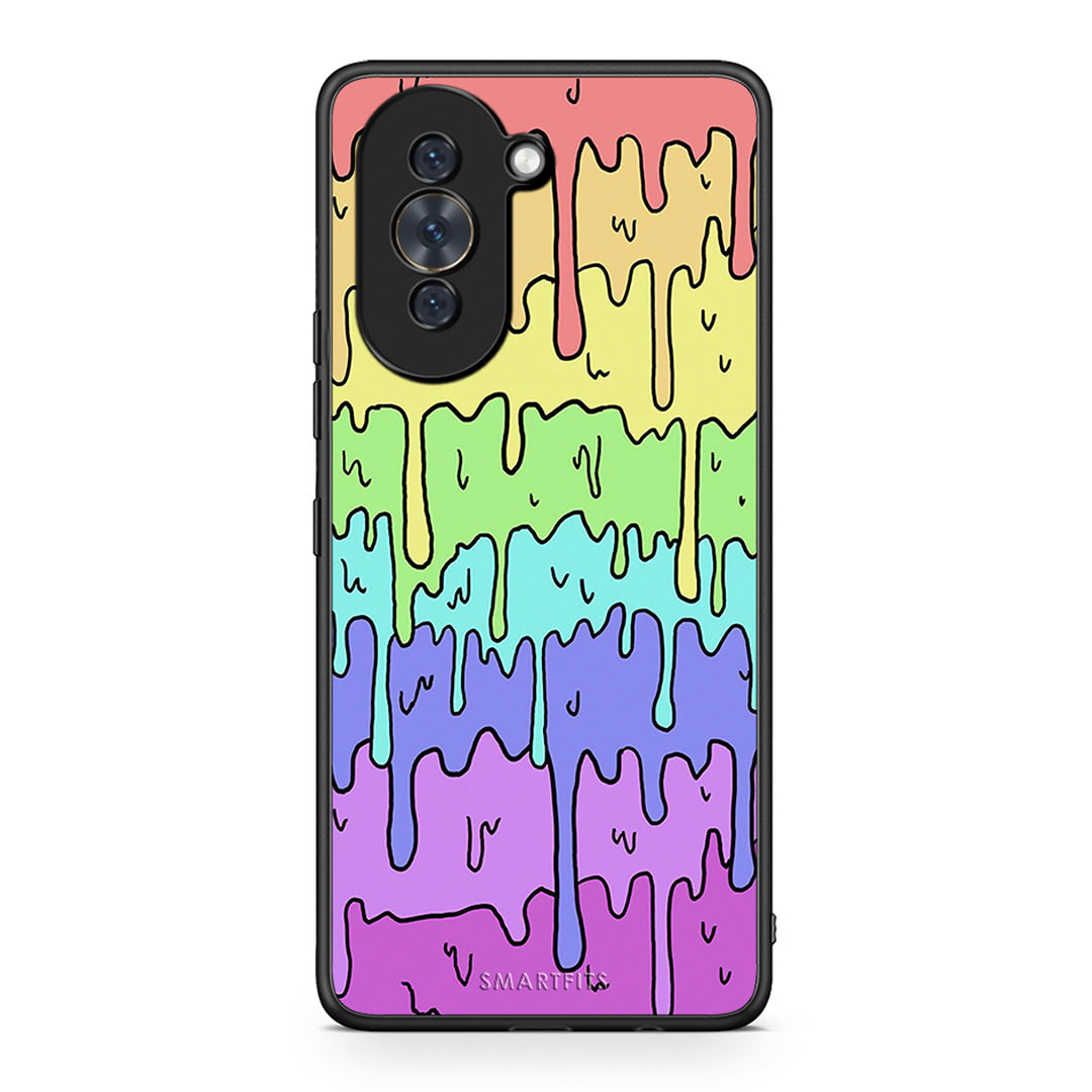 Huawei Nova 10 Melting Rainbow θήκη από τη Smartfits με σχέδιο στο πίσω μέρος και μαύρο περίβλημα | Smartphone case with colorful back and black bezels by Smartfits