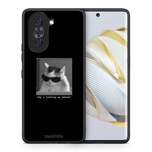 Θήκη Huawei Nova 10 Meme Cat από τη Smartfits με σχέδιο στο πίσω μέρος και μαύρο περίβλημα | Huawei Nova 10 Meme Cat case with colorful back and black bezels