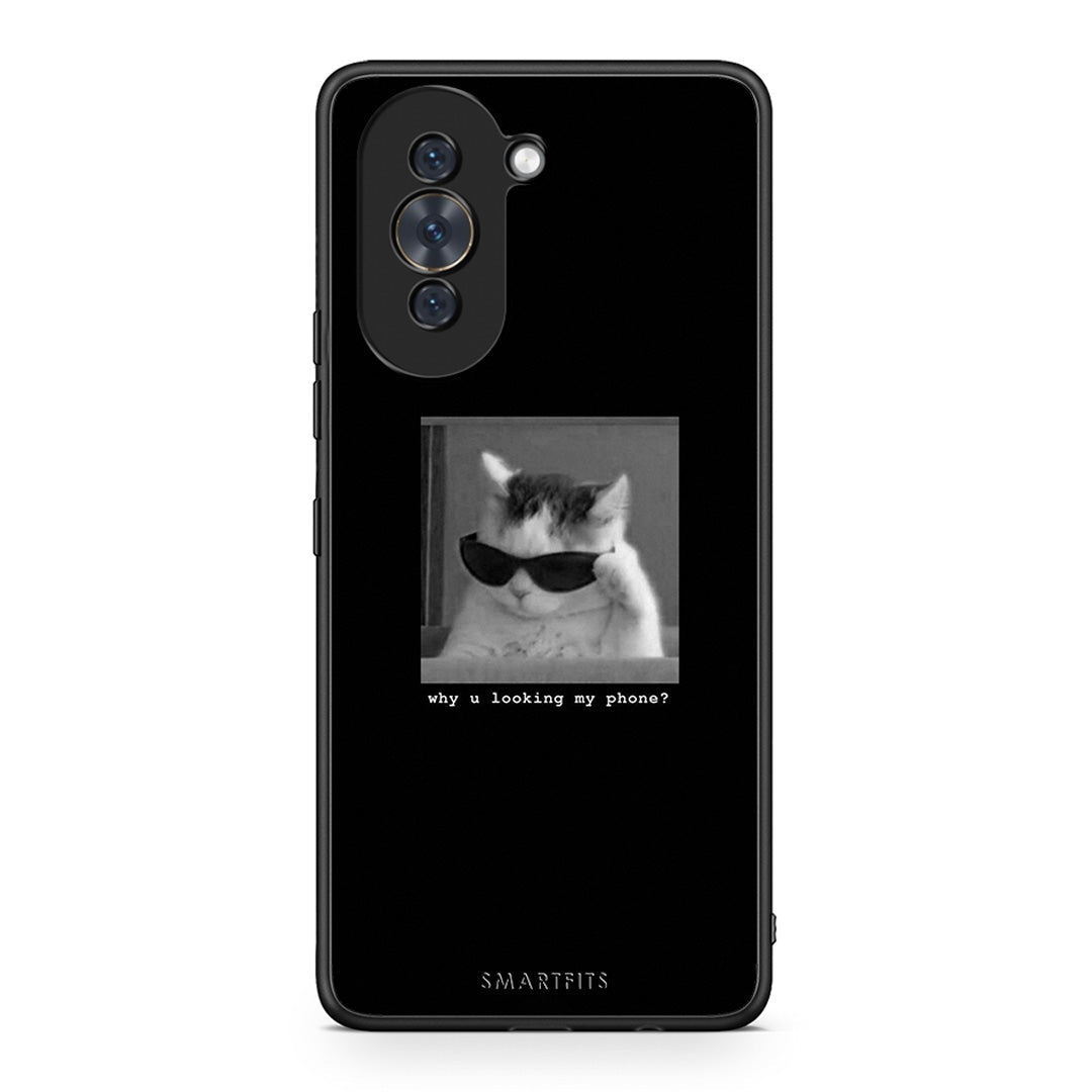 Huawei Nova 10 Meme Cat θήκη από τη Smartfits με σχέδιο στο πίσω μέρος και μαύρο περίβλημα | Smartphone case with colorful back and black bezels by Smartfits