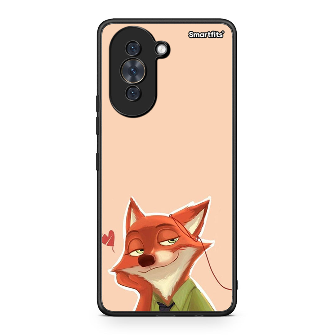 Huawei Nova 10 Nick Wilde And Judy Hopps Love 1 θήκη από τη Smartfits με σχέδιο στο πίσω μέρος και μαύρο περίβλημα | Smartphone case with colorful back and black bezels by Smartfits