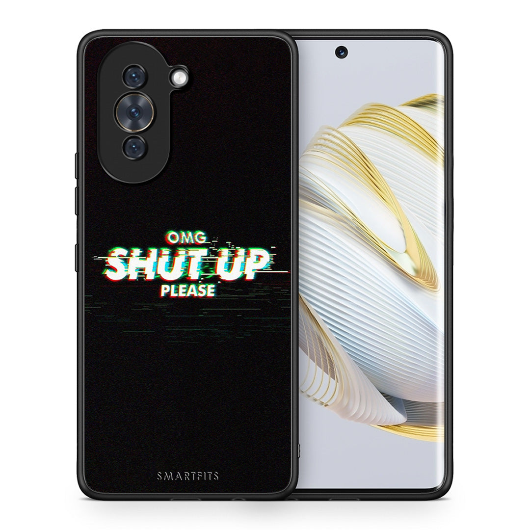 Θήκη Huawei Nova 10 OMG ShutUp από τη Smartfits με σχέδιο στο πίσω μέρος και μαύρο περίβλημα | Huawei Nova 10 OMG ShutUp case with colorful back and black bezels