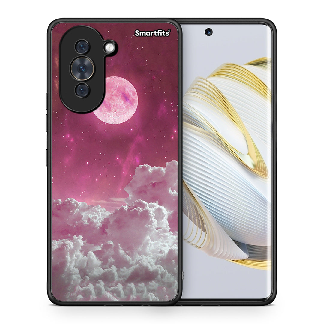 Θήκη Huawei Nova 10 Pink Moon από τη Smartfits με σχέδιο στο πίσω μέρος και μαύρο περίβλημα | Huawei Nova 10 Pink Moon case with colorful back and black bezels