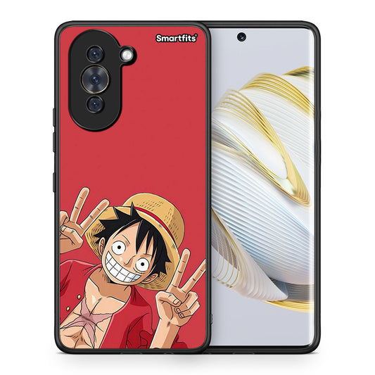 Θήκη Huawei Nova 10 Pirate Luffy από τη Smartfits με σχέδιο στο πίσω μέρος και μαύρο περίβλημα | Huawei Nova 10 Pirate Luffy case with colorful back and black bezels