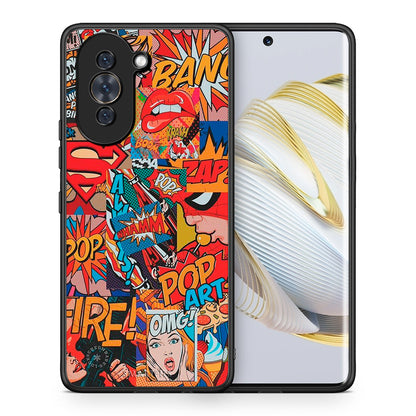 Θήκη Huawei Nova 10 PopArt OMG από τη Smartfits με σχέδιο στο πίσω μέρος και μαύρο περίβλημα | Huawei Nova 10 PopArt OMG case with colorful back and black bezels