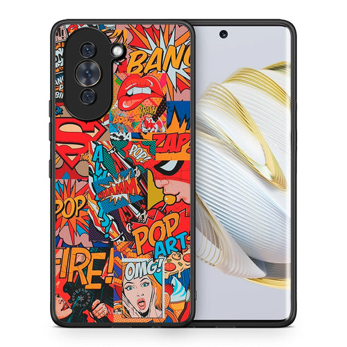 Θήκη Huawei Nova 10 PopArt OMG από τη Smartfits με σχέδιο στο πίσω μέρος και μαύρο περίβλημα | Huawei Nova 10 PopArt OMG case with colorful back and black bezels