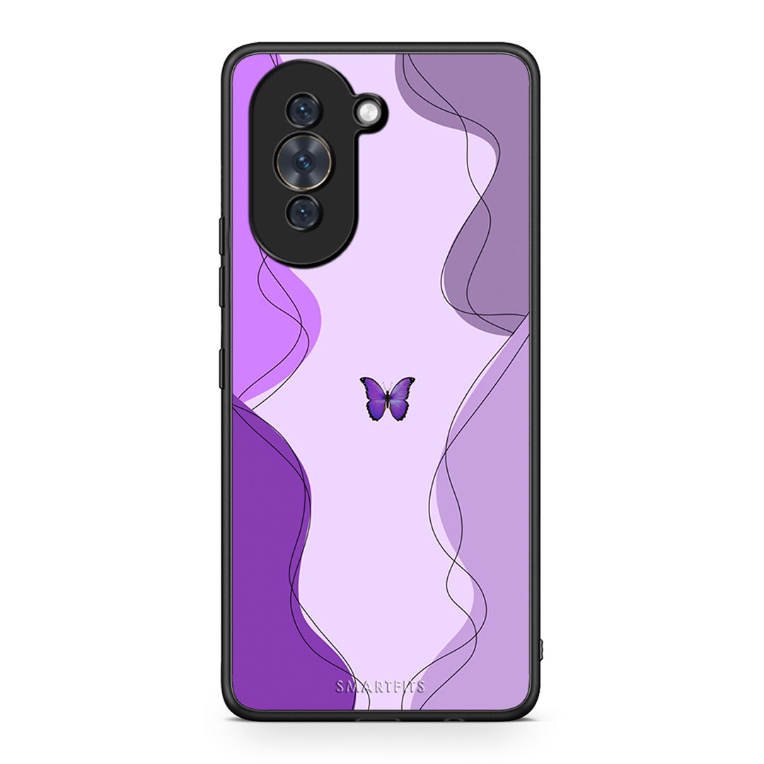 Huawei Nova 10 Purple Mariposa Θήκη Αγίου Βαλεντίνου από τη Smartfits με σχέδιο στο πίσω μέρος και μαύρο περίβλημα | Smartphone case with colorful back and black bezels by Smartfits