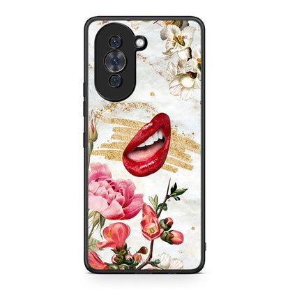 Huawei Nova 10 Red Lips θήκη από τη Smartfits με σχέδιο στο πίσω μέρος και μαύρο περίβλημα | Smartphone case with colorful back and black bezels by Smartfits