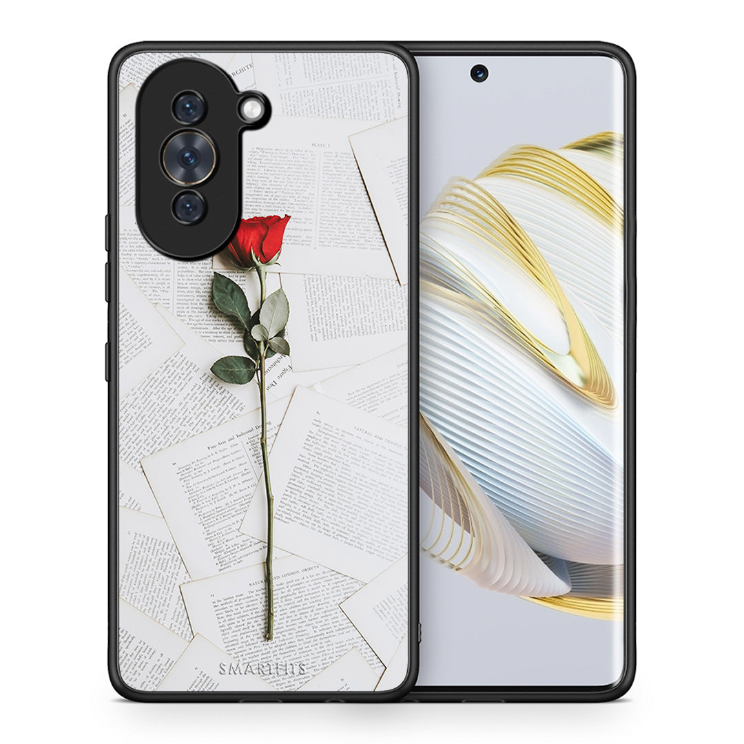 Θήκη Huawei Nova 10 Red Rose από τη Smartfits με σχέδιο στο πίσω μέρος και μαύρο περίβλημα | Huawei Nova 10 Red Rose case with colorful back and black bezels