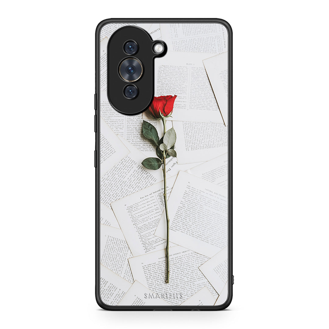 Huawei Nova 10 Red Rose θήκη από τη Smartfits με σχέδιο στο πίσω μέρος και μαύρο περίβλημα | Smartphone case with colorful back and black bezels by Smartfits