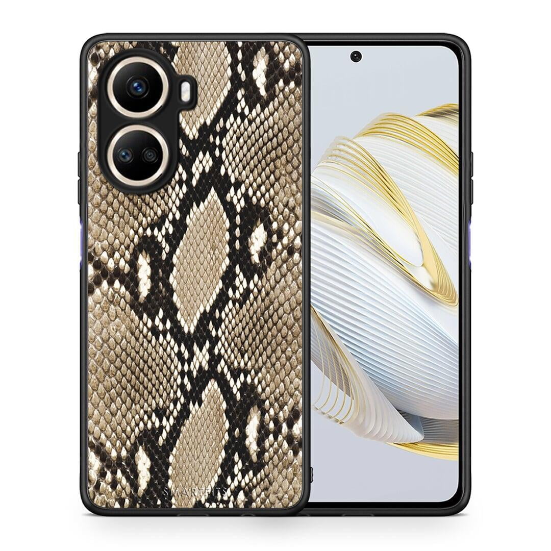 Θήκη Huawei Nova 10 SE Animal Fashion Snake από τη Smartfits με σχέδιο στο πίσω μέρος και μαύρο περίβλημα | Huawei Nova 10 SE Animal Fashion Snake Case with Colorful Back and Black Bezels