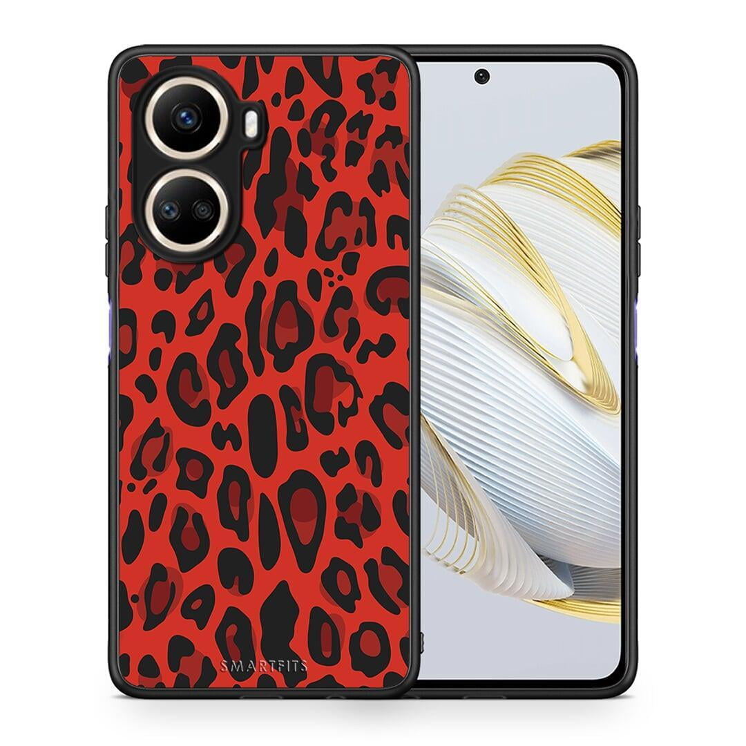 Θήκη Huawei Nova 10 SE Animal Red Leopard από τη Smartfits με σχέδιο στο πίσω μέρος και μαύρο περίβλημα | Huawei Nova 10 SE Animal Red Leopard Case with Colorful Back and Black Bezels
