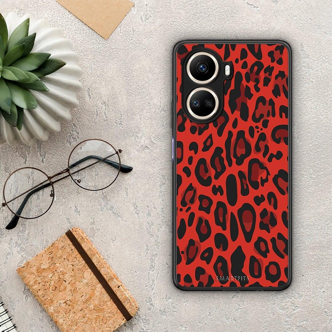 Θήκη Huawei Nova 10 SE Animal Red Leopard από τη Smartfits με σχέδιο στο πίσω μέρος και μαύρο περίβλημα | Huawei Nova 10 SE Animal Red Leopard Case with Colorful Back and Black Bezels