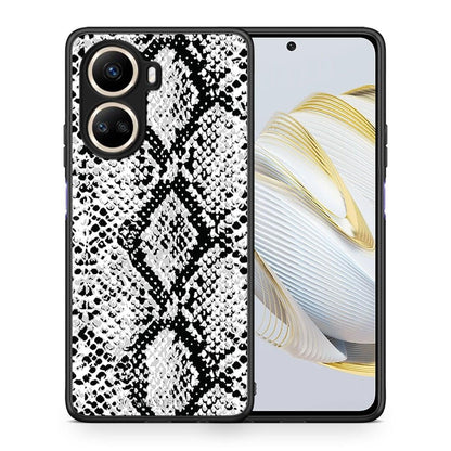 Θήκη Huawei Nova 10 SE Animal White Snake από τη Smartfits με σχέδιο στο πίσω μέρος και μαύρο περίβλημα | Huawei Nova 10 SE Animal White Snake Case with Colorful Back and Black Bezels