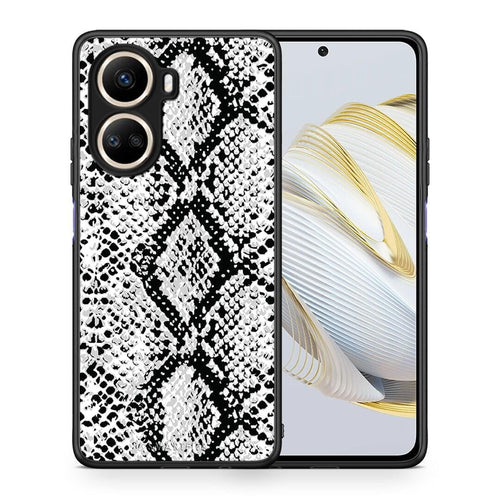 Θήκη Huawei Nova 10 SE Animal White Snake από τη Smartfits με σχέδιο στο πίσω μέρος και μαύρο περίβλημα | Huawei Nova 10 SE Animal White Snake Case with Colorful Back and Black Bezels