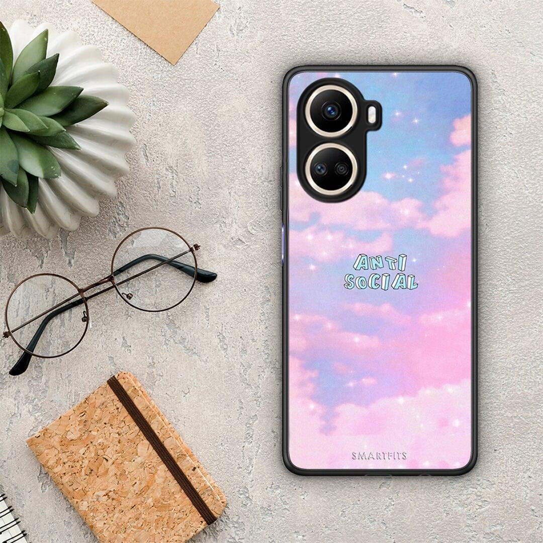 Θήκη Huawei Nova 10 SE Anti Social από τη Smartfits με σχέδιο στο πίσω μέρος και μαύρο περίβλημα | Huawei Nova 10 SE Anti Social Case with Colorful Back and Black Bezels