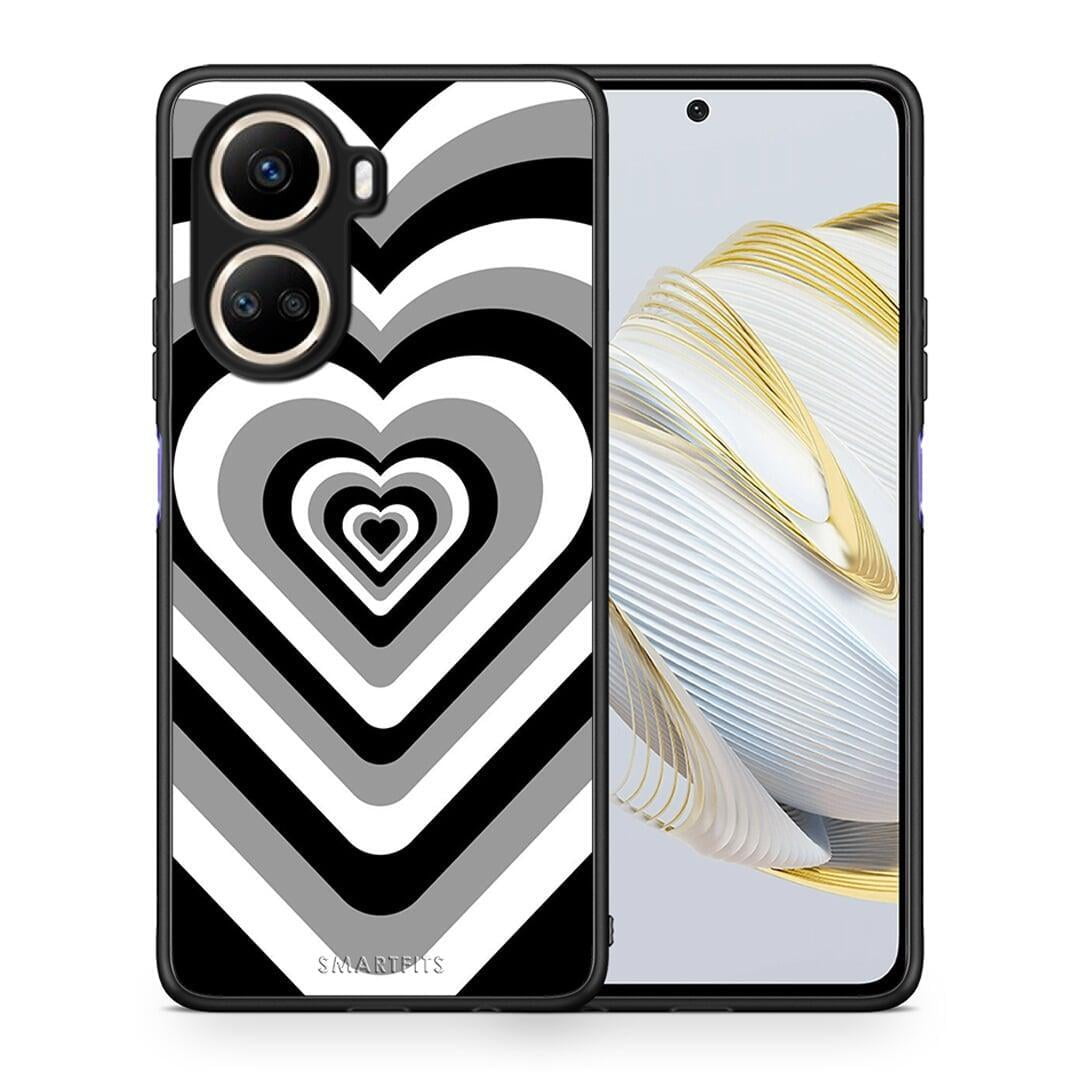 Θήκη Huawei Nova 10 SE Black Hearts από τη Smartfits με σχέδιο στο πίσω μέρος και μαύρο περίβλημα | Huawei Nova 10 SE Black Hearts Case with Colorful Back and Black Bezels