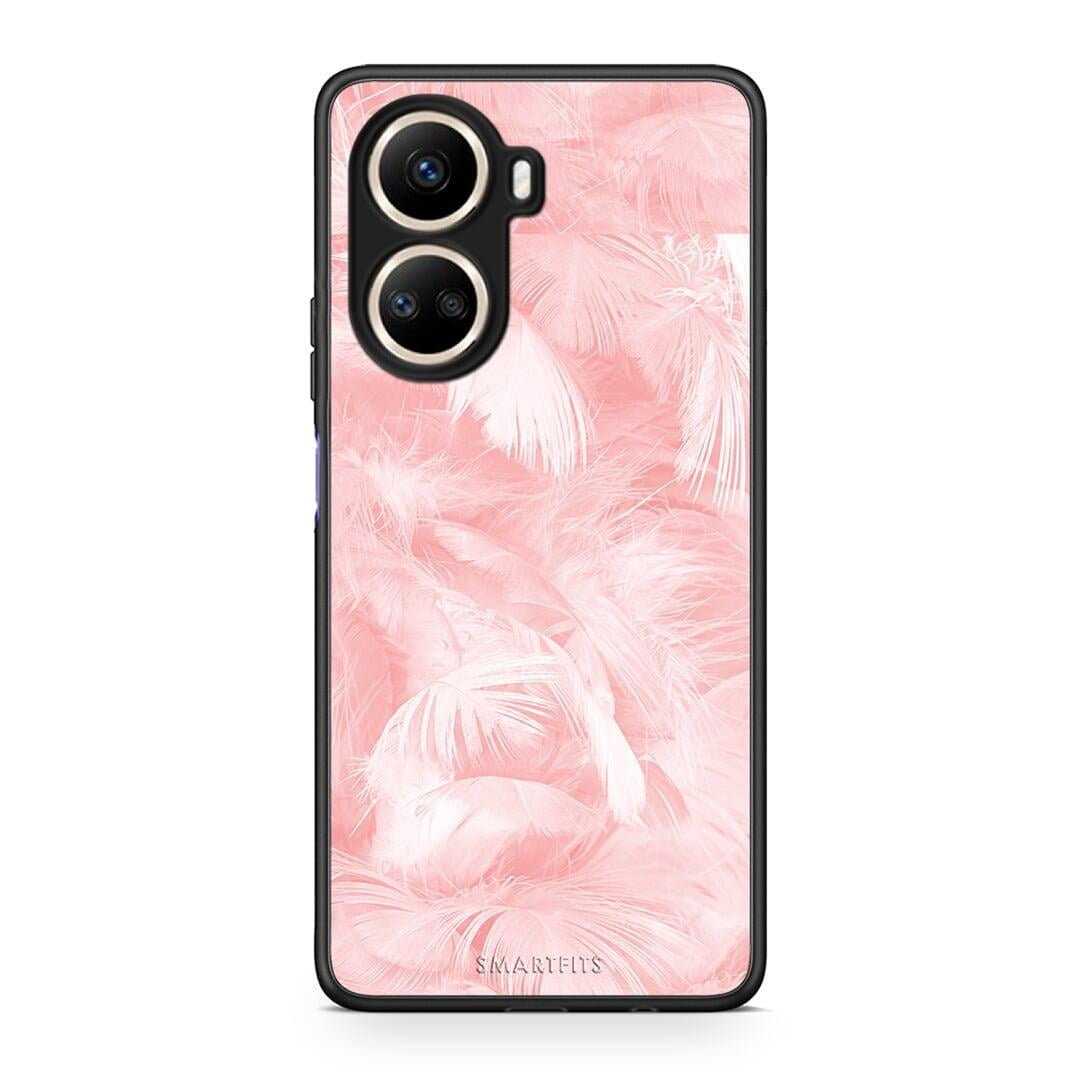 Θήκη Huawei Nova 10 SE Boho Pink Feather από τη Smartfits με σχέδιο στο πίσω μέρος και μαύρο περίβλημα | Huawei Nova 10 SE Boho Pink Feather Case with Colorful Back and Black Bezels