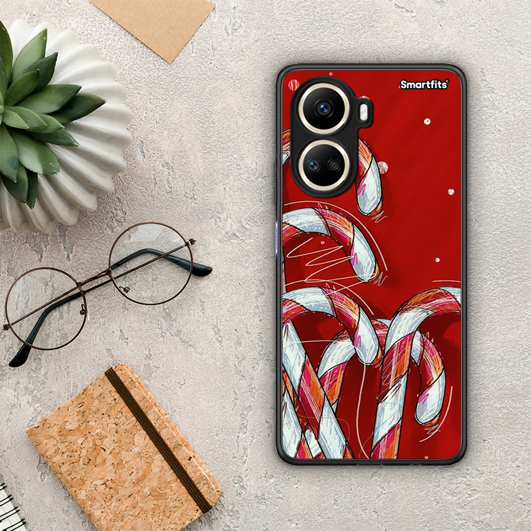 Θήκη Huawei Nova 10 SE Candy Cane από τη Smartfits με σχέδιο στο πίσω μέρος και μαύρο περίβλημα | Huawei Nova 10 SE Candy Cane Case with Colorful Back and Black Bezels