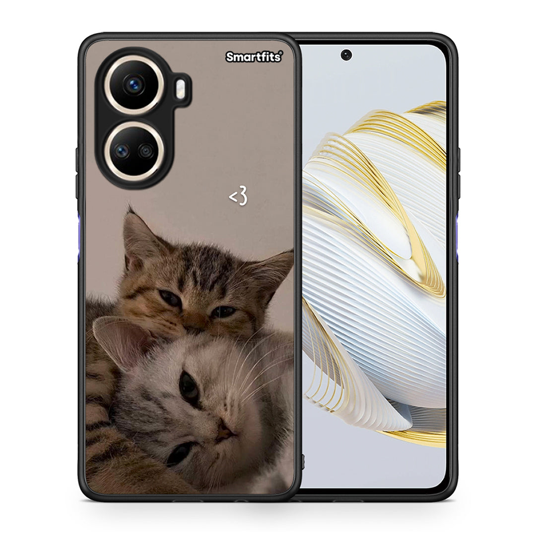 Θήκη Huawei Nova 10 SE Cats In Love από τη Smartfits με σχέδιο στο πίσω μέρος και μαύρο περίβλημα | Huawei Nova 10 SE Cats In Love Case with Colorful Back and Black Bezels
