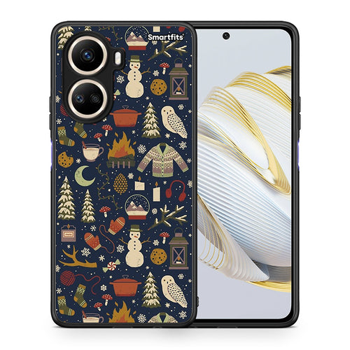 Θήκη Huawei Nova 10 SE Christmas Elements από τη Smartfits με σχέδιο στο πίσω μέρος και μαύρο περίβλημα | Huawei Nova 10 SE Christmas Elements Case with Colorful Back and Black Bezels
