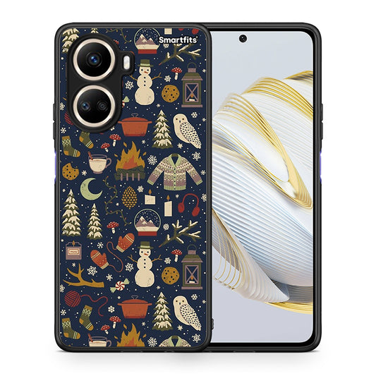 Θήκη Huawei Nova 10 SE Christmas Elements από τη Smartfits με σχέδιο στο πίσω μέρος και μαύρο περίβλημα | Huawei Nova 10 SE Christmas Elements Case with Colorful Back and Black Bezels