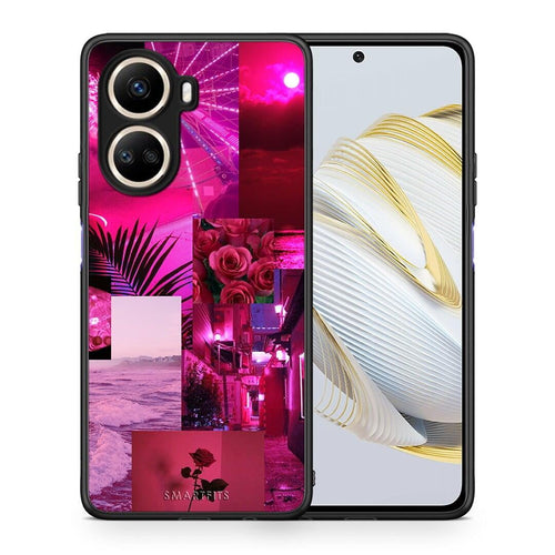 Θήκη Huawei Nova 10 SE Collage Red Roses από τη Smartfits με σχέδιο στο πίσω μέρος και μαύρο περίβλημα | Huawei Nova 10 SE Collage Red Roses Case with Colorful Back and Black Bezels