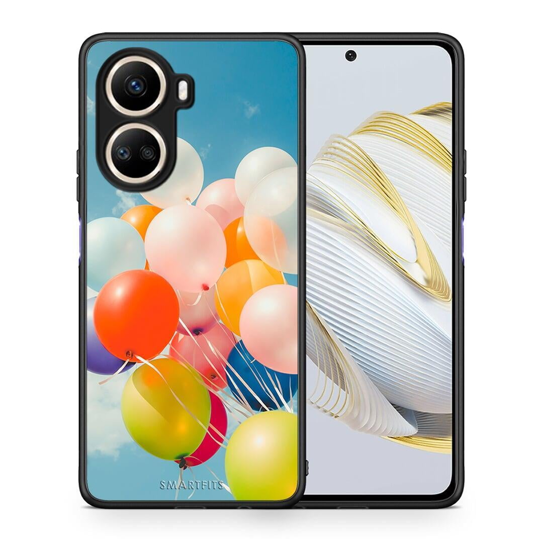 Θήκη Huawei Nova 10 SE Colorful Balloons από τη Smartfits με σχέδιο στο πίσω μέρος και μαύρο περίβλημα | Huawei Nova 10 SE Colorful Balloons Case with Colorful Back and Black Bezels