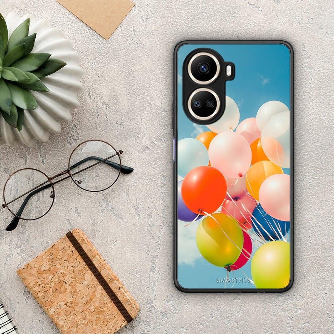 Θήκη Huawei Nova 10 SE Colorful Balloons από τη Smartfits με σχέδιο στο πίσω μέρος και μαύρο περίβλημα | Huawei Nova 10 SE Colorful Balloons Case with Colorful Back and Black Bezels