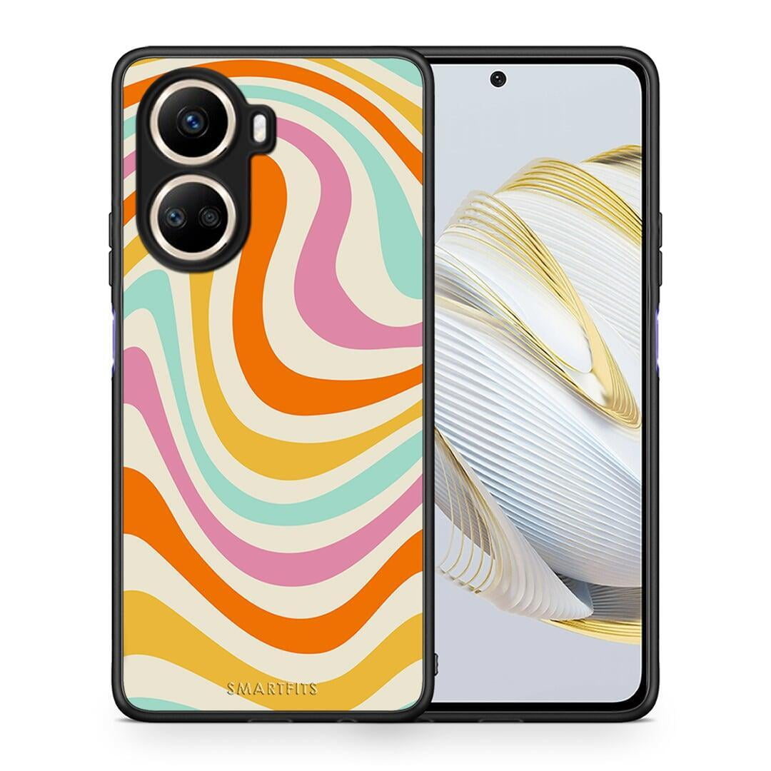 Θήκη Huawei Nova 10 SE Colourful Waves από τη Smartfits με σχέδιο στο πίσω μέρος και μαύρο περίβλημα | Huawei Nova 10 SE Colourful Waves Case with Colorful Back and Black Bezels