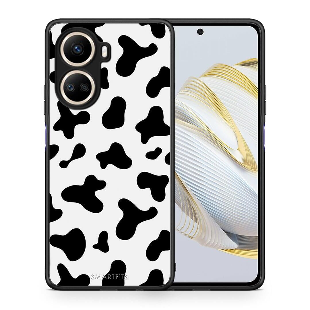 Θήκη Huawei Nova 10 SE Cow Print από τη Smartfits με σχέδιο στο πίσω μέρος και μαύρο περίβλημα | Huawei Nova 10 SE Cow Print Case with Colorful Back and Black Bezels